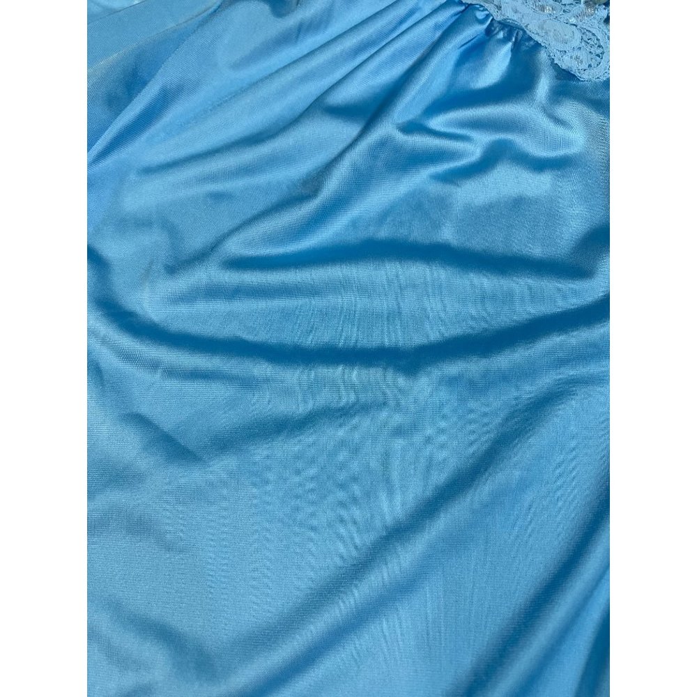 Vintage Shadowline Blue 4 pc Nylon Lace Peignoir Pajama Nightgown Set Size S - M - Picture 6 of 10